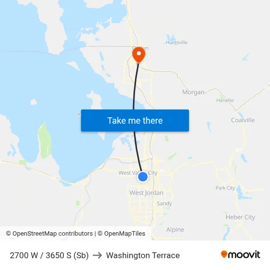 2700 W / 3650 S (Sb) to Washington Terrace map