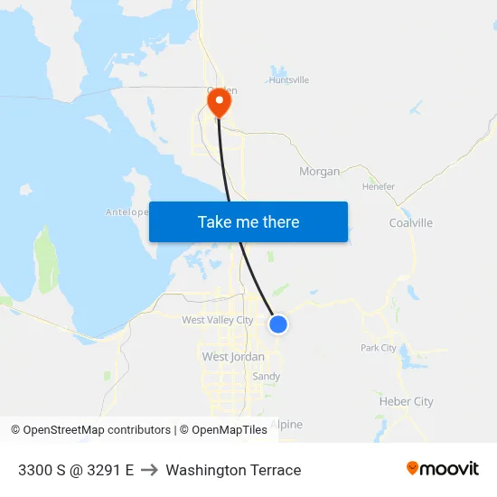 3300 S @ 3291 E to Washington Terrace map
