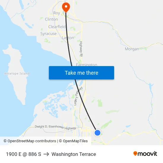 1900 E @ 886 S to Washington Terrace map