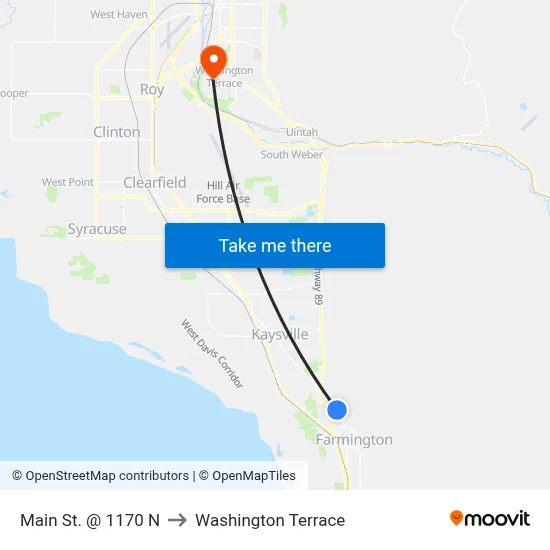 Main St. @ 1170 N to Washington Terrace map