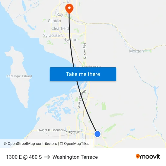 1300 E @ 480 S to Washington Terrace map
