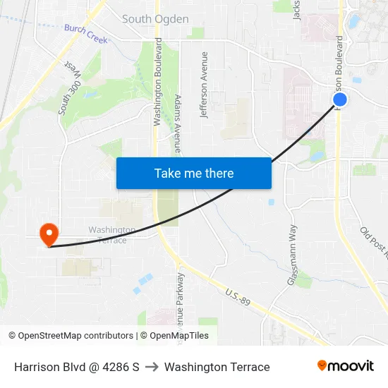 Harrison Blvd @ 4286 S to Washington Terrace map