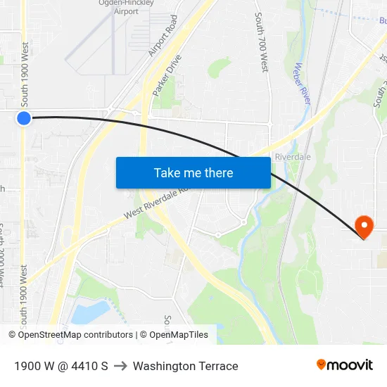 1900 W @ 4410 S to Washington Terrace map