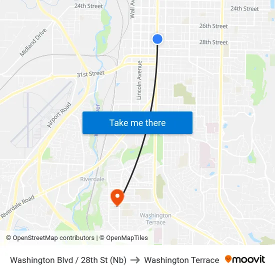 Washington Blvd / 28th St (Nb) to Washington Terrace map