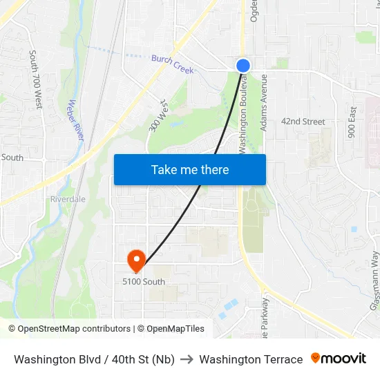 Washington Blvd / 40th St (Nb) to Washington Terrace map