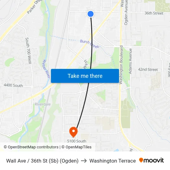 Wall Ave / 36th St (Sb) (Ogden) to Washington Terrace map