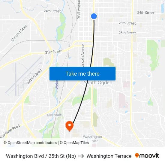 Washington Blvd / 25th St (Nb) to Washington Terrace map