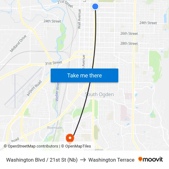 Washington Blvd / 21st St (Nb) to Washington Terrace map