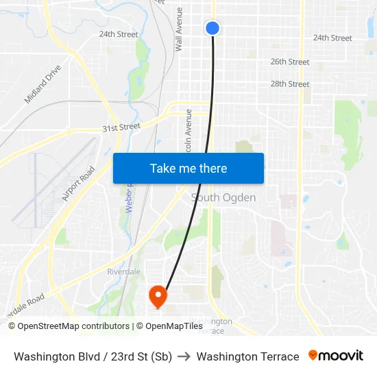 Washington Blvd / 23rd St (Sb) to Washington Terrace map