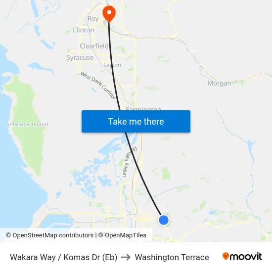 Wakara Way / Komas Dr (Eb) to Washington Terrace map