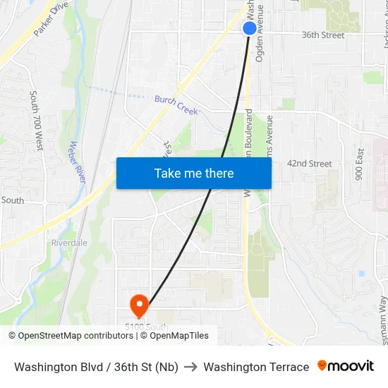 Washington Blvd / 36th St (Nb) to Washington Terrace map