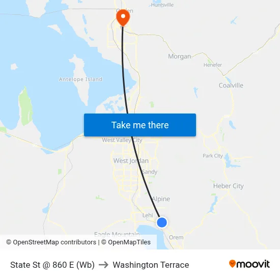 State St @ 860 E (Wb) to Washington Terrace map