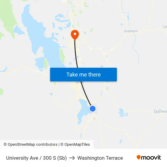 University Ave / 300 S (Sb) to Washington Terrace map