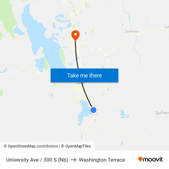 University Ave / 300 S (Nb) to Washington Terrace map