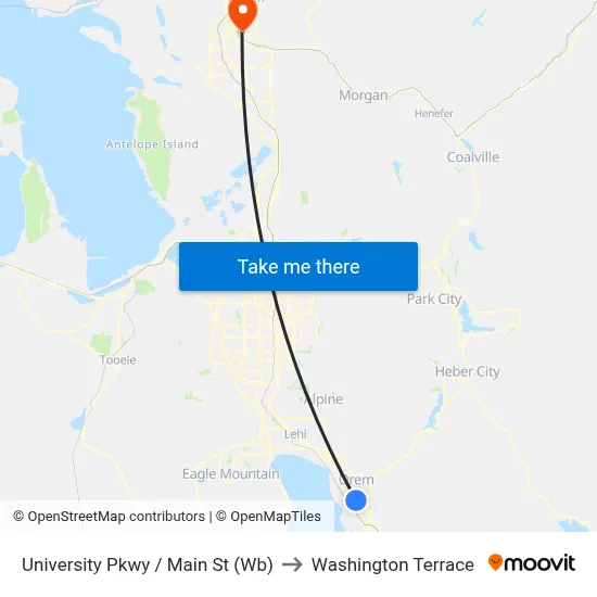 University Pkwy / Main St (Wb) to Washington Terrace map