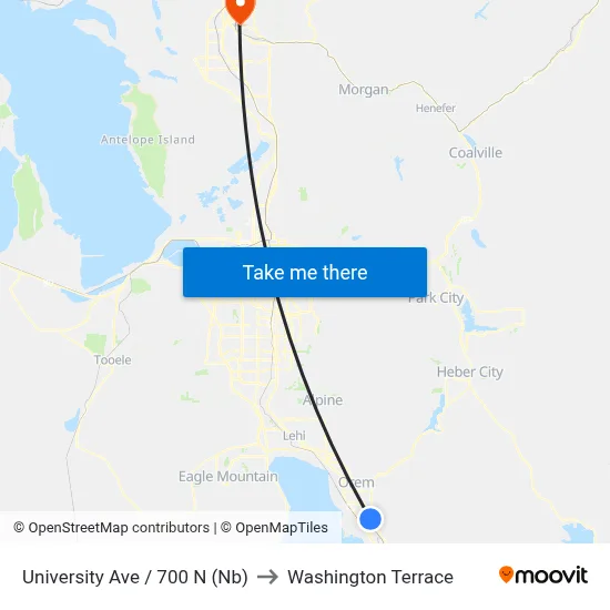 University Ave / 700 N (Nb) to Washington Terrace map