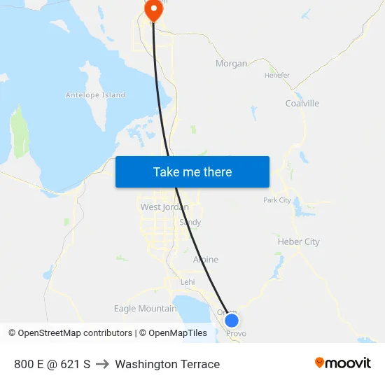 800 E @ 621 S to Washington Terrace map