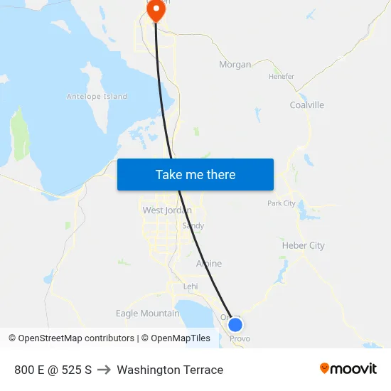 800 E @ 525 S to Washington Terrace map