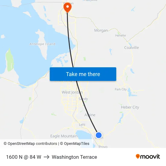 1600 N @ 84 W to Washington Terrace map