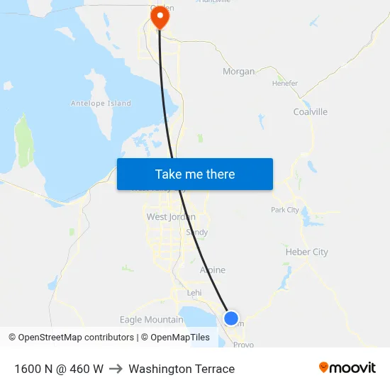 1600 N @ 460 W to Washington Terrace map