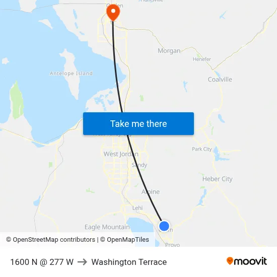 1600 N @ 277 W to Washington Terrace map