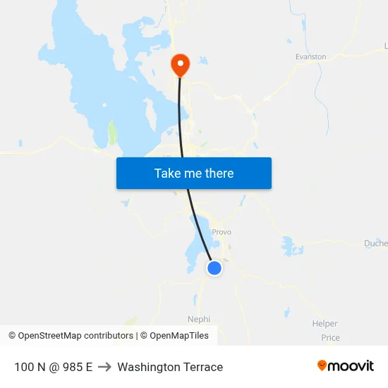 100 N @ 985 E to Washington Terrace map