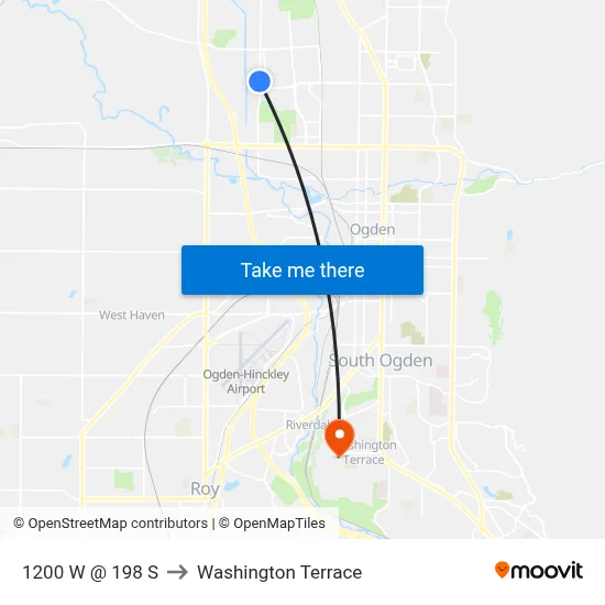 1200 W @ 198 S to Washington Terrace map