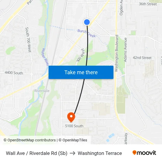 Wall Ave / Riverdale Rd (Sb) to Washington Terrace map