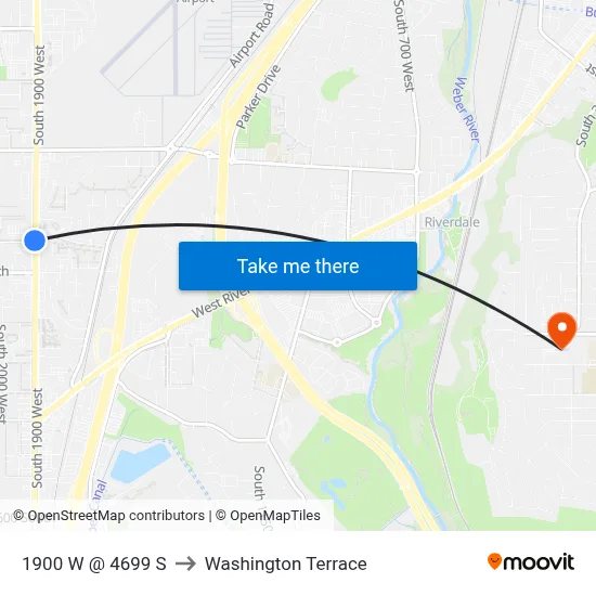 1900 W @ 4699 S to Washington Terrace map