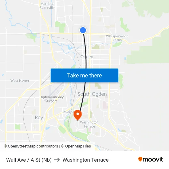 Wall Ave / A St (Nb) to Washington Terrace map