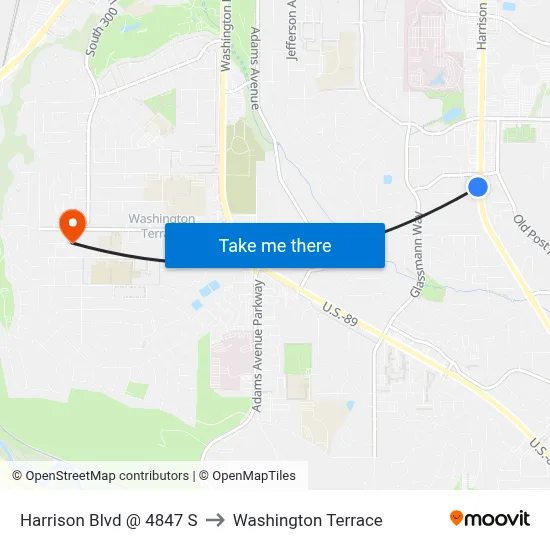 Harrison Blvd @ 4847 S to Washington Terrace map