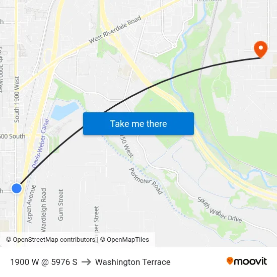 1900 W @ 5976 S to Washington Terrace map