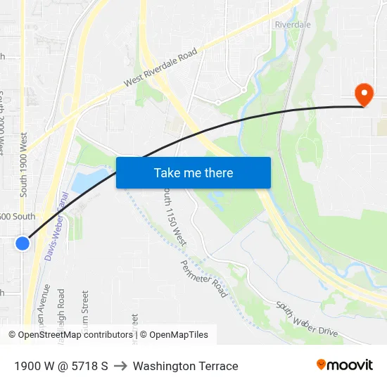 1900 W @ 5718 S to Washington Terrace map