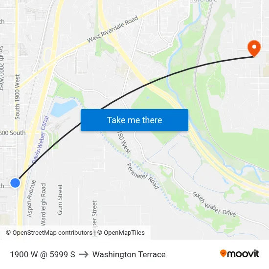 1900 W @ 5999 S to Washington Terrace map