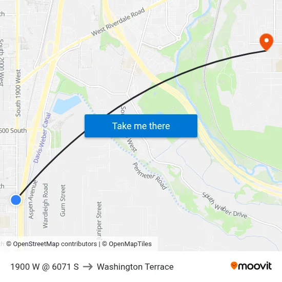1900 W @ 6071 S to Washington Terrace map