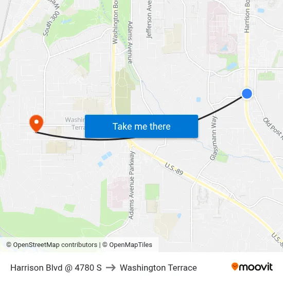 Harrison Blvd @ 4780 S to Washington Terrace map