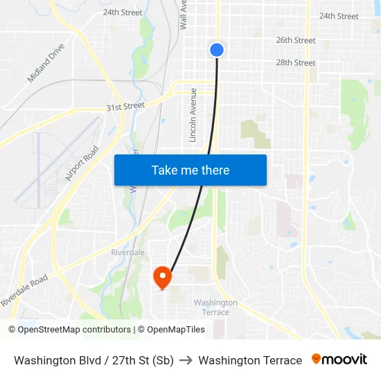Washington Blvd / 27th St (Sb) to Washington Terrace map