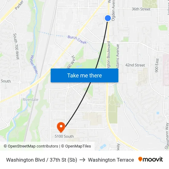 Washington Blvd / 37th St (Sb) to Washington Terrace map