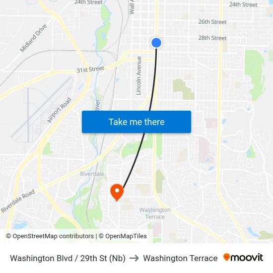 Washington Blvd / 29th St (Nb) to Washington Terrace map