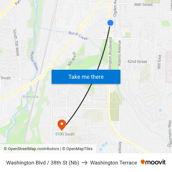 Washington Blvd / 38th St (Nb) to Washington Terrace map