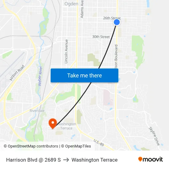 Harrison Blvd @ 2689 S to Washington Terrace map