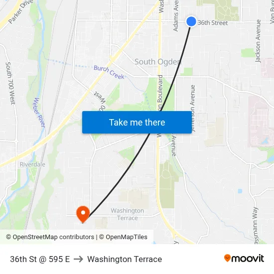 36th St @ 595 E to Washington Terrace map