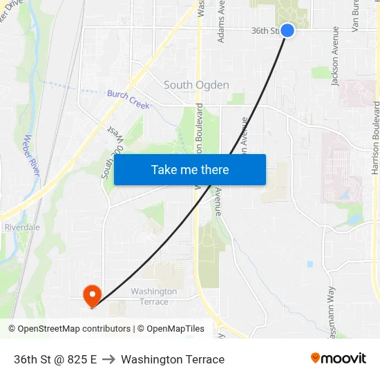36th St @ 825 E to Washington Terrace map