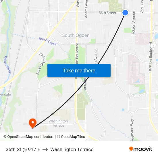 36th St @ 917 E to Washington Terrace map