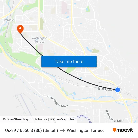 Us-89 / 6550 S (Sb) (Uintah) to Washington Terrace map