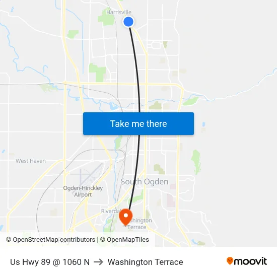 Us Hwy 89 @ 1060 N to Washington Terrace map