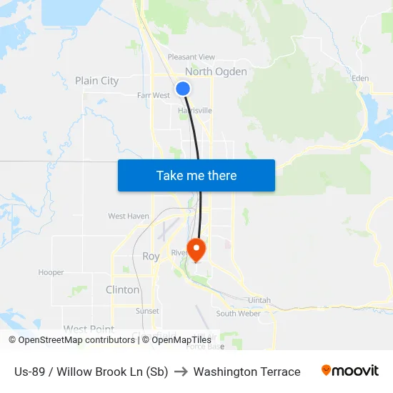 Us-89 /  Willow Brook Ln (Sb) to Washington Terrace map