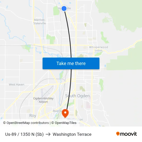Us-89 /  1350 N (Sb) to Washington Terrace map