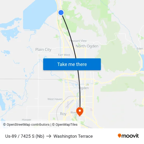 Us-89 / 7425 S (Nb) to Washington Terrace map