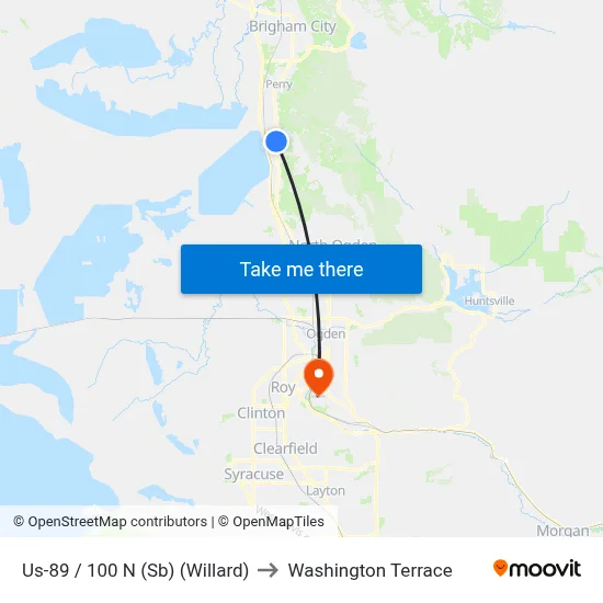 Us-89 / 100 N (Sb) (Willard) to Washington Terrace map
